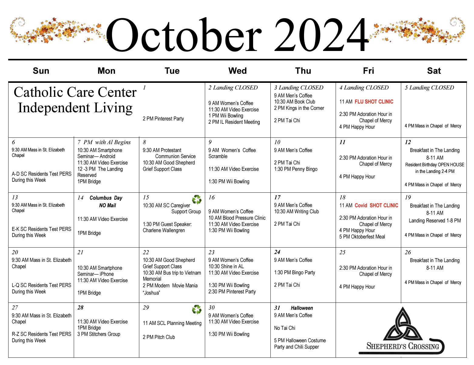 Calendar for Independent Living Calendar